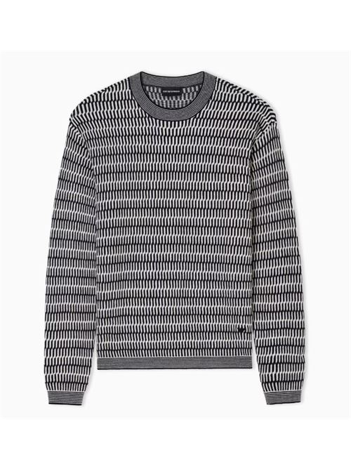 Two-tone jacquard virgin wool sweater with terry stitch Emporio Armani | EM002194 AF14195.FB072